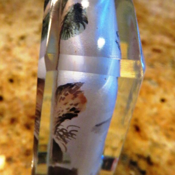 Vintage Chinese Crystal SNUFF BOTTLE INSIDE PAINTED TIGERS Carved Jadeite Top - Picture 9 of 15